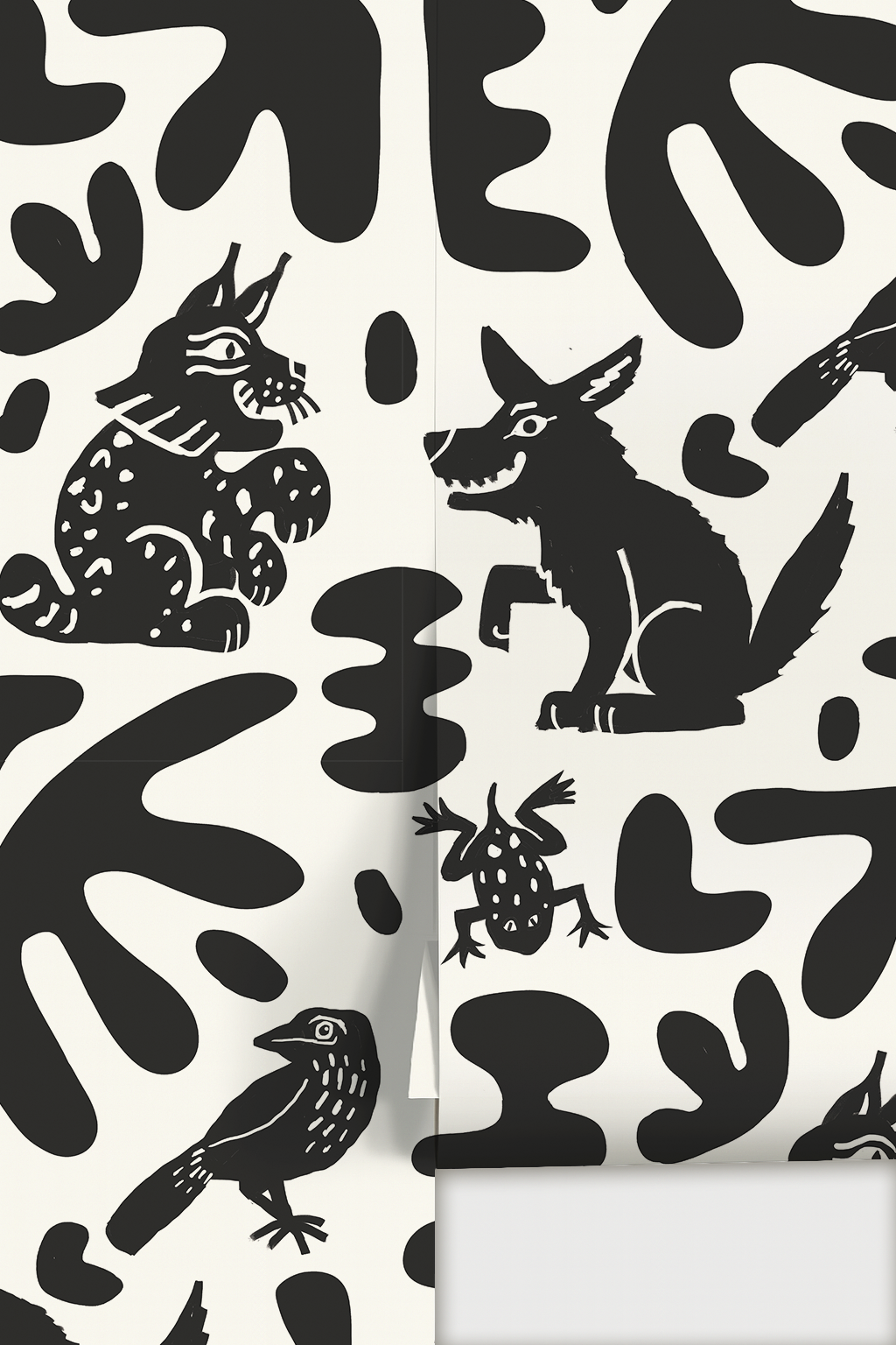 Abstract Animales Wallpaper, white & black - Tampa Home & Garden Store