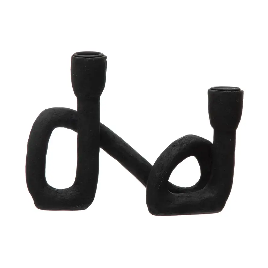 Abstract Double Taper Candle Holder in Black - Tampa Home & Garden Store