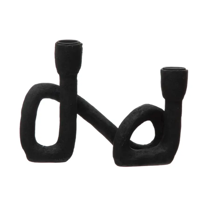 Abstract Double Taper Candle Holder in Black - Tampa Home & Garden Store