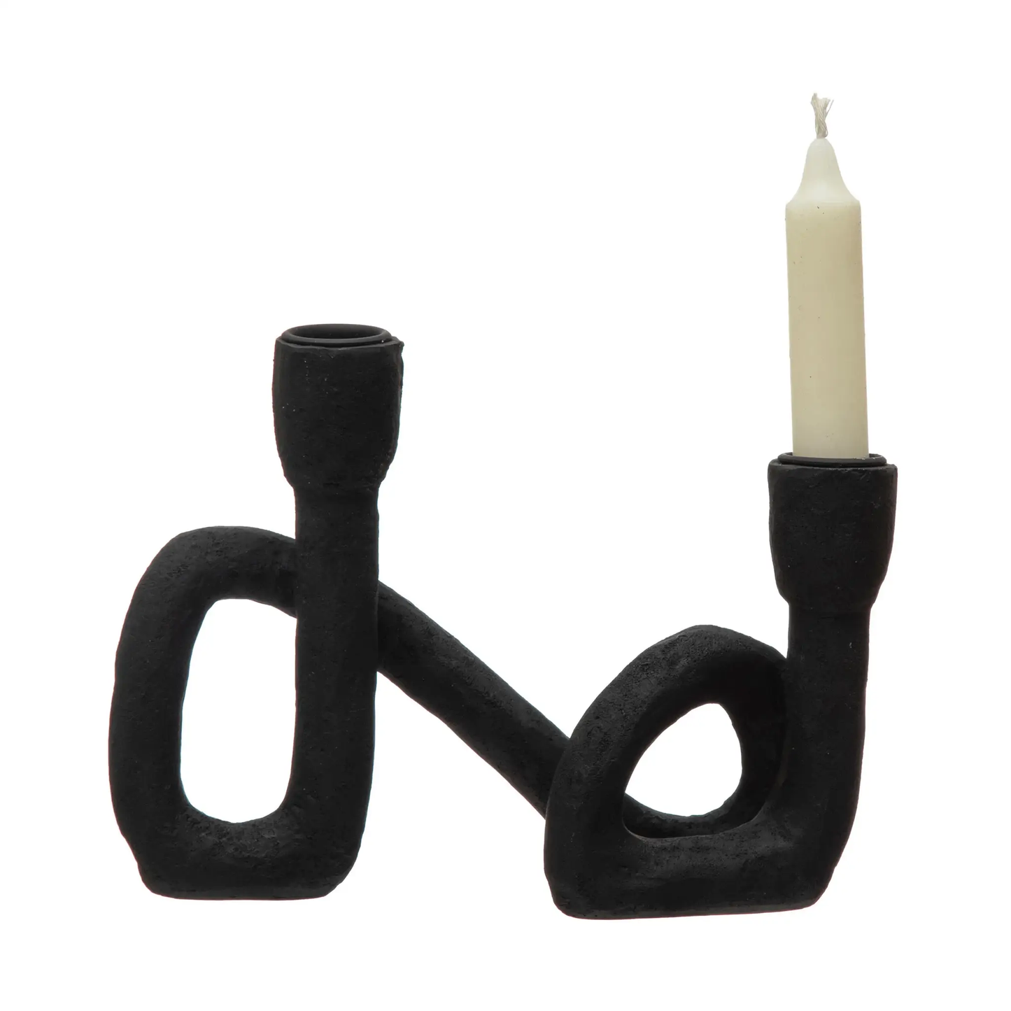 Abstract Double Taper Candle Holder in Black - Tampa Home & Garden Store