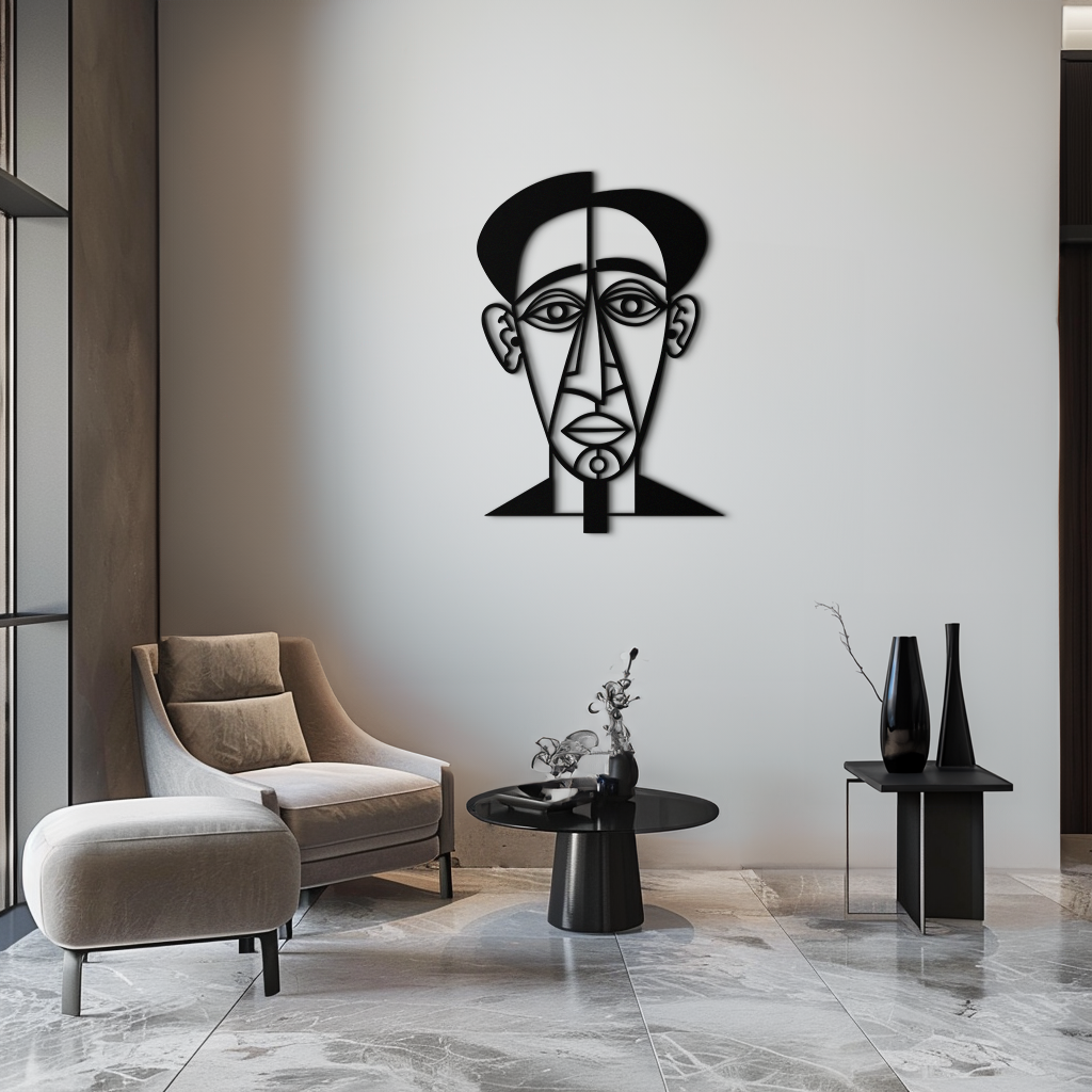 Abstract Face Line Art Metal Wall Decor – Modern Black Minimalist Sculpture- KAF509 - Tampa Home & Garden Store