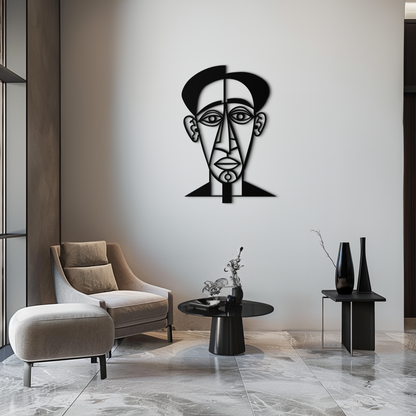 Abstract Face Line Art Metal Wall Decor – Modern Black Minimalist Sculpture- KAF509 - Tampa Home & Garden Store