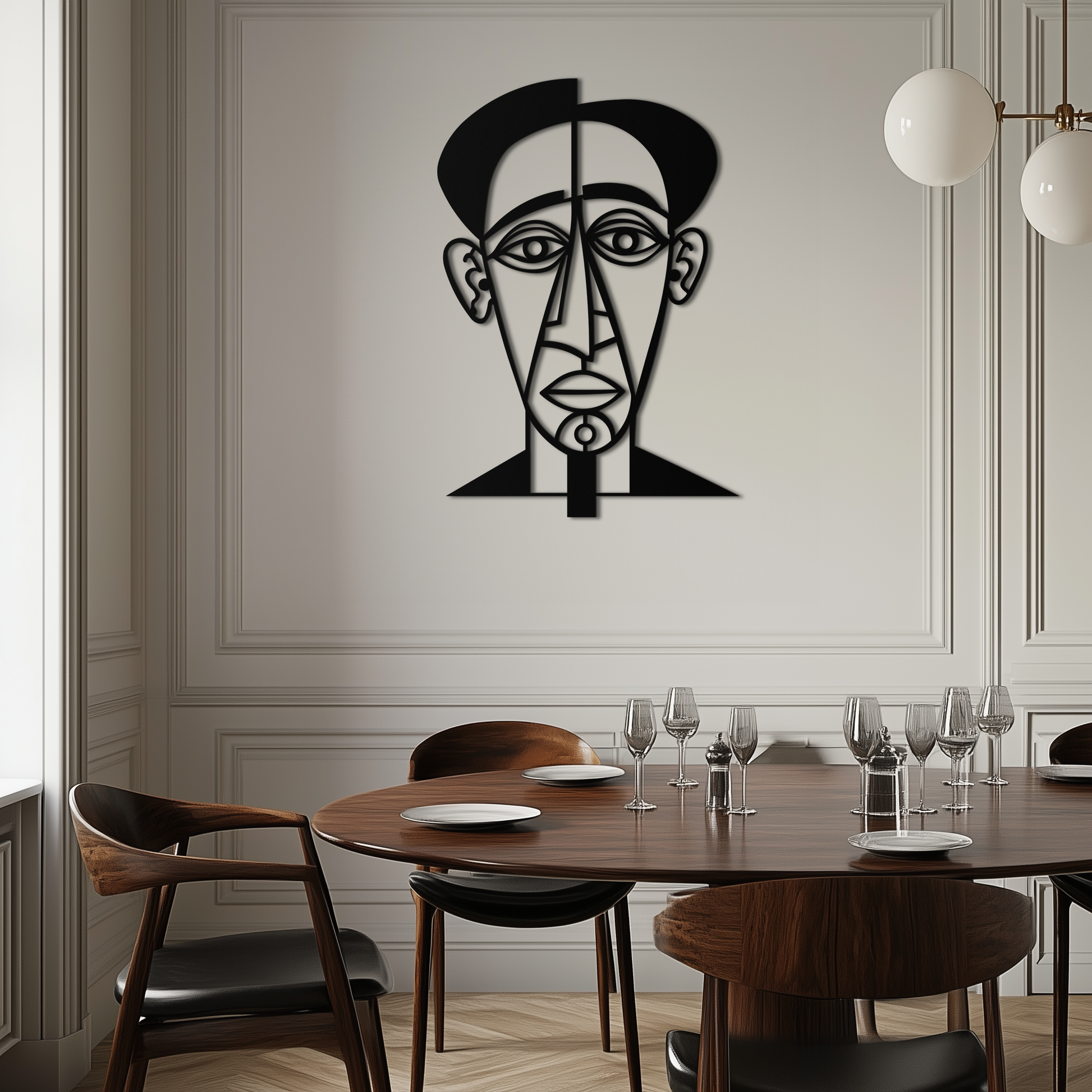 Abstract Face Line Art Metal Wall Decor – Modern Black Minimalist Sculpture- KAF509 - Tampa Home & Garden Store