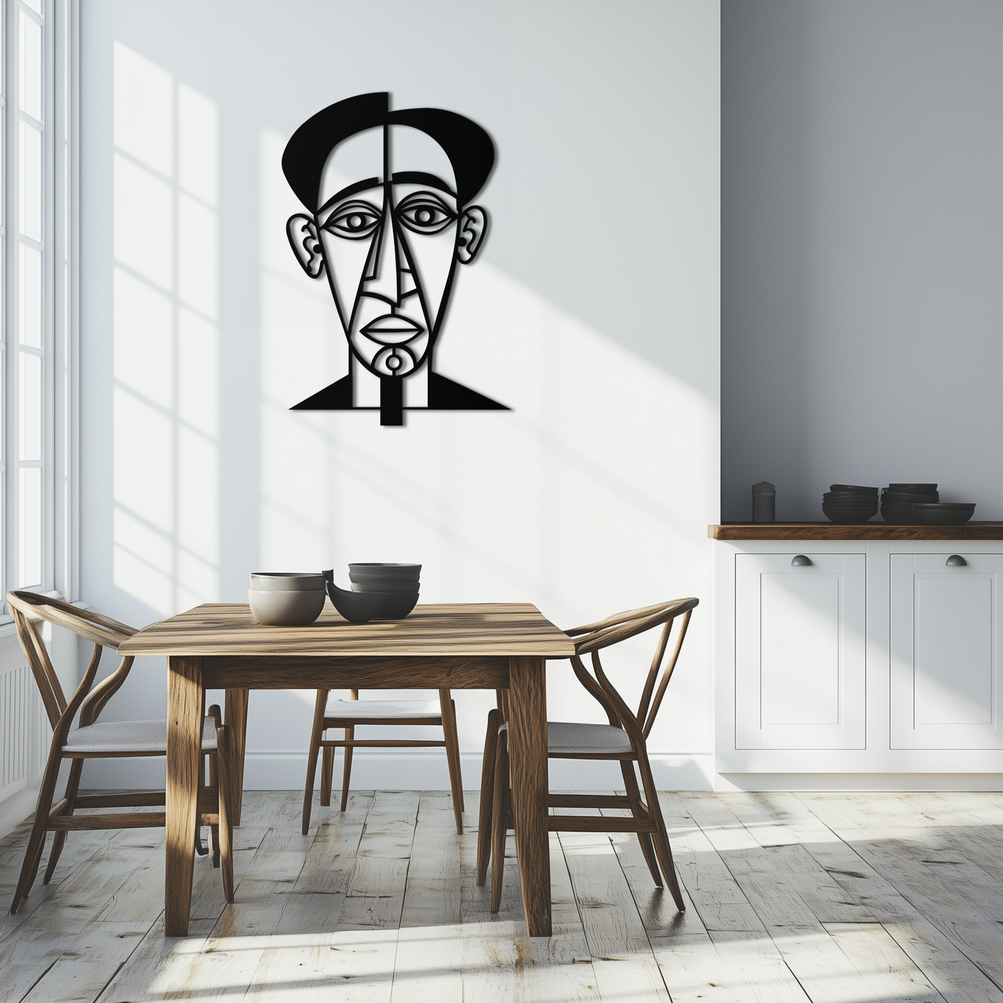 Abstract Face Line Art Metal Wall Decor – Modern Black Minimalist Sculpture- KAF509 - Tampa Home & Garden Store