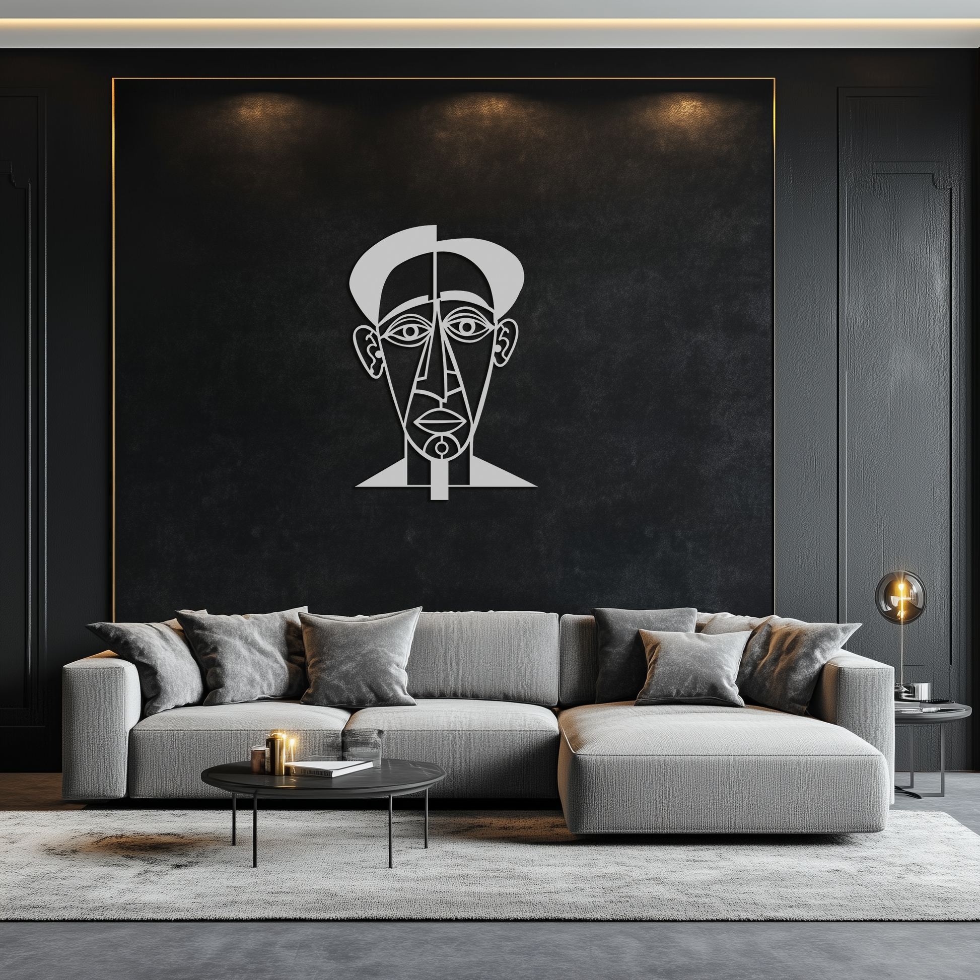 Abstract Face Line Art Metal Wall Decor – Modern Black Minimalist Sculpture- KAF509 - Tampa Home & Garden Store