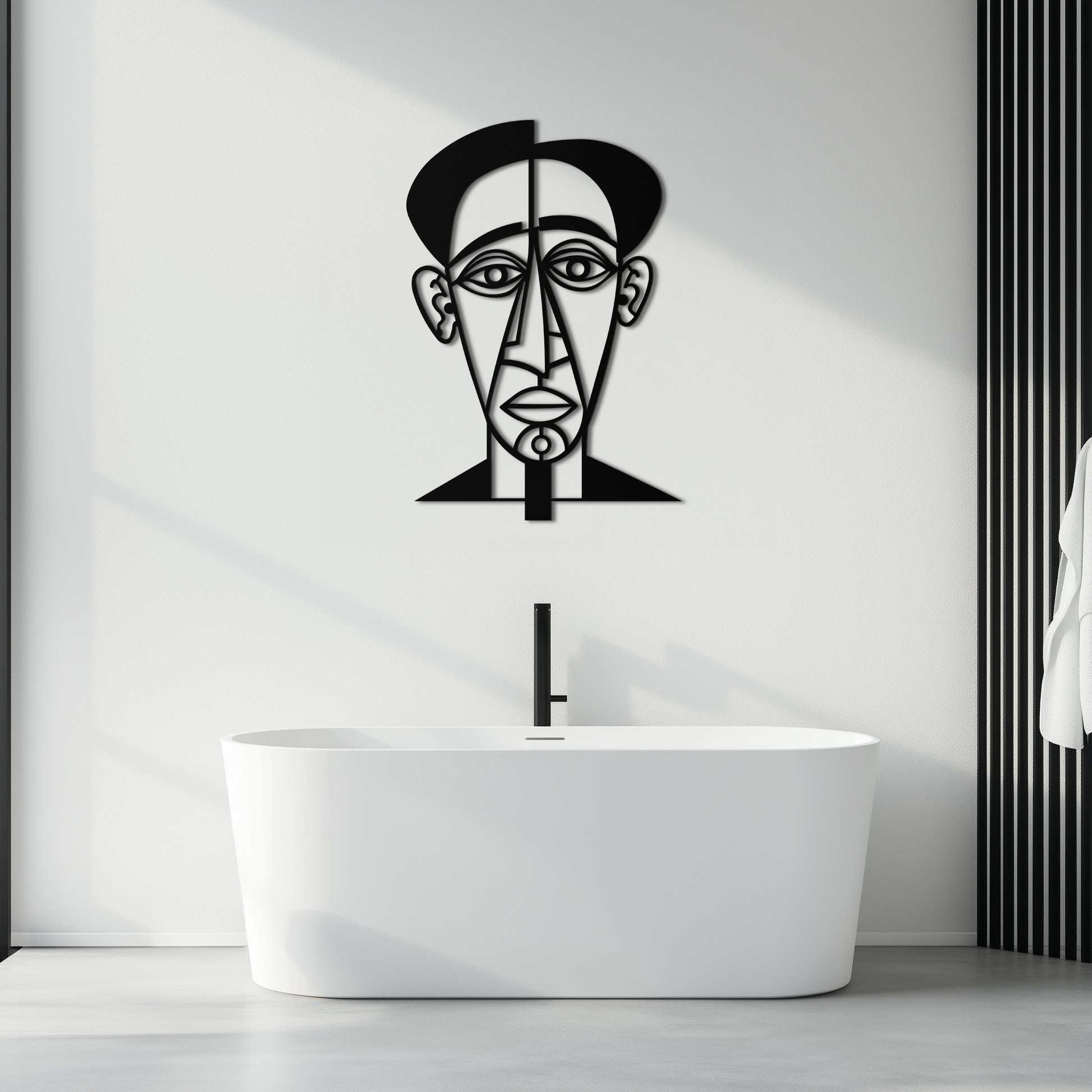 Abstract Face Line Art Metal Wall Decor – Modern Black Minimalist Sculpture- KAF509 - Tampa Home & Garden Store