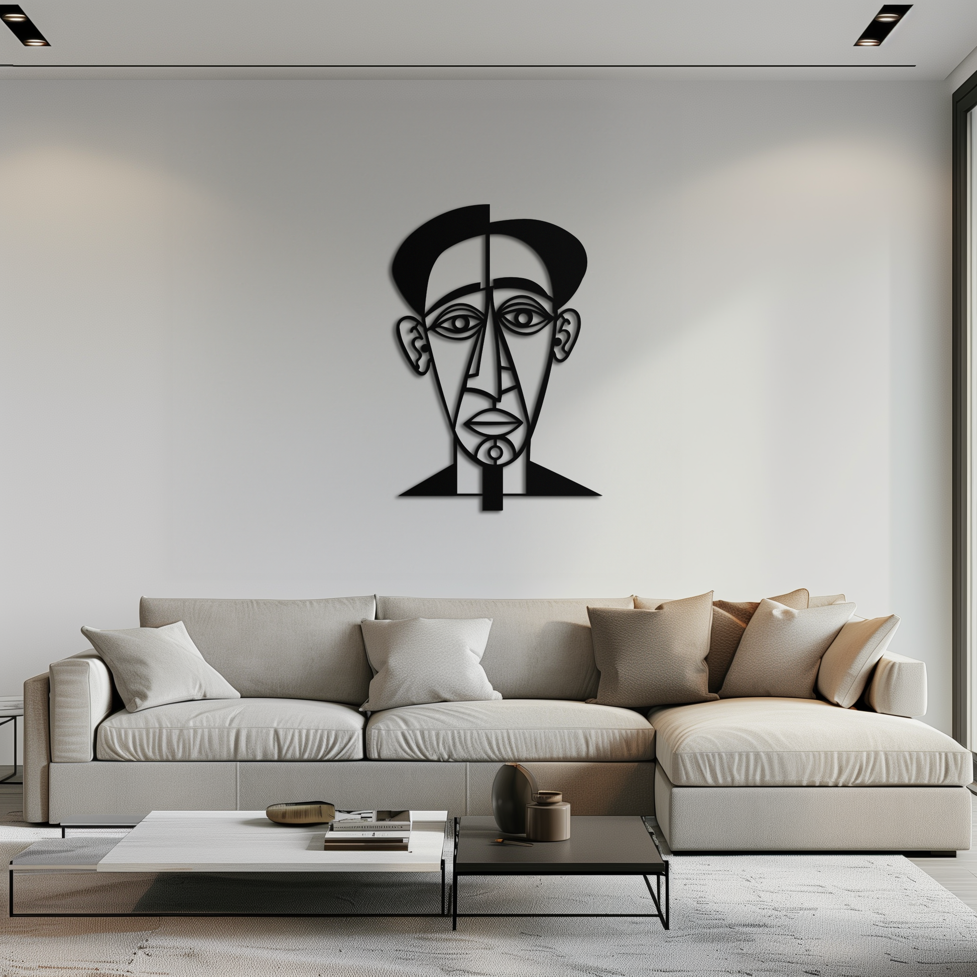 Abstract Face Line Art Metal Wall Decor – Modern Black Minimalist Sculpture- KAF509 - Tampa Home & Garden Store
