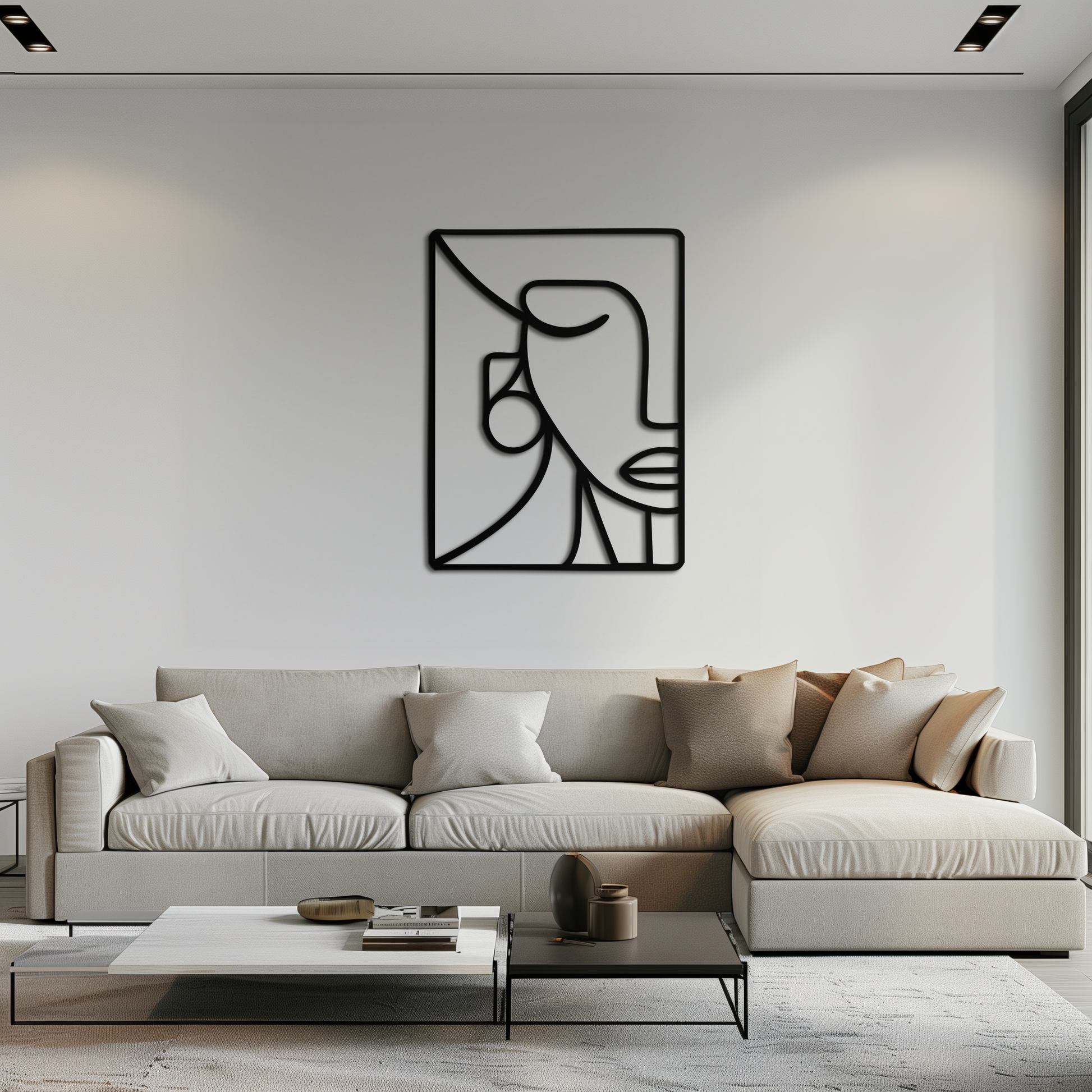 Abstract Face Metal Wall Art - Modern Minimalist Steel Decor - KAF063 - Tampa Home & Garden Store
