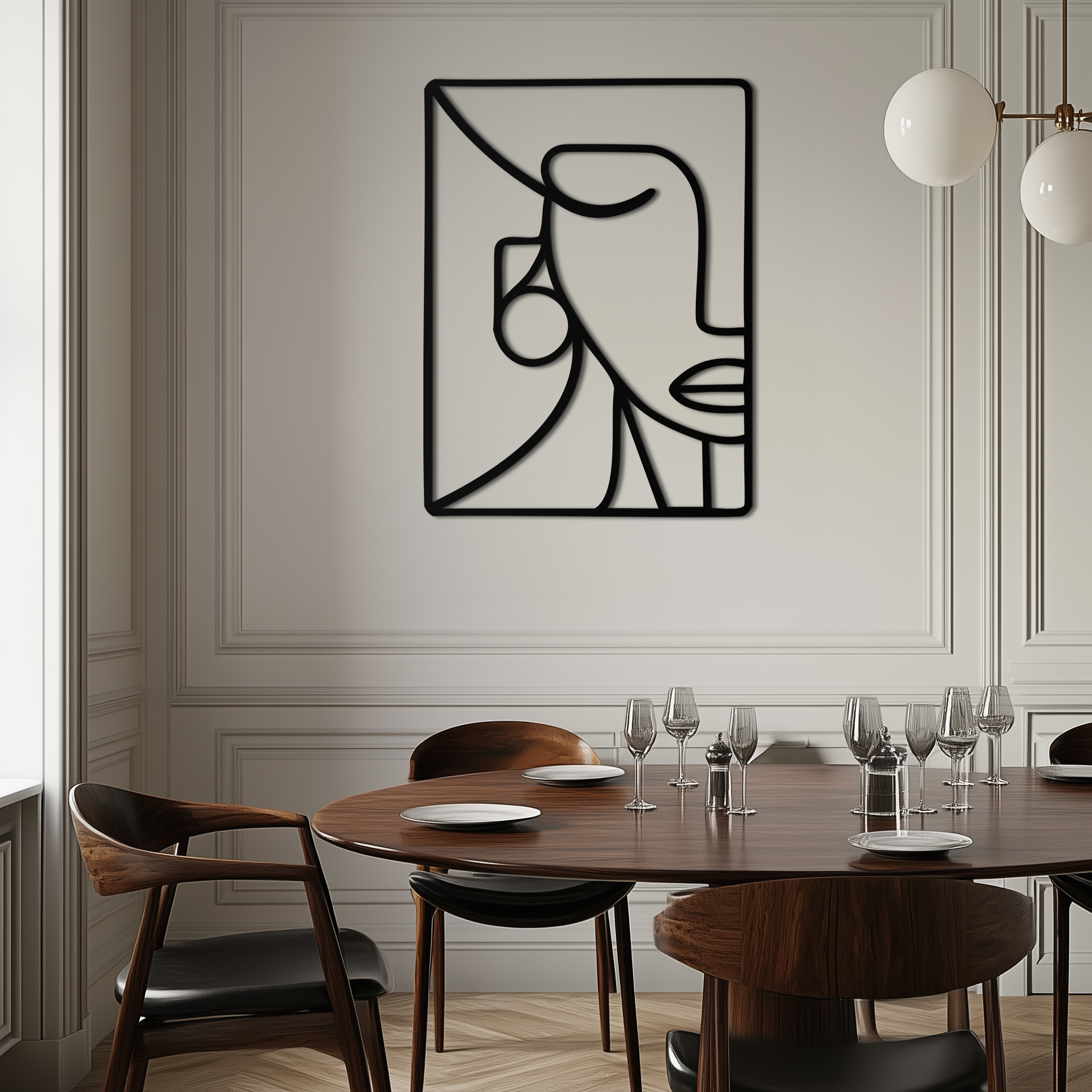 Abstract Face Metal Wall Art - Modern Minimalist Steel Decor - KAF063 - Tampa Home & Garden Store