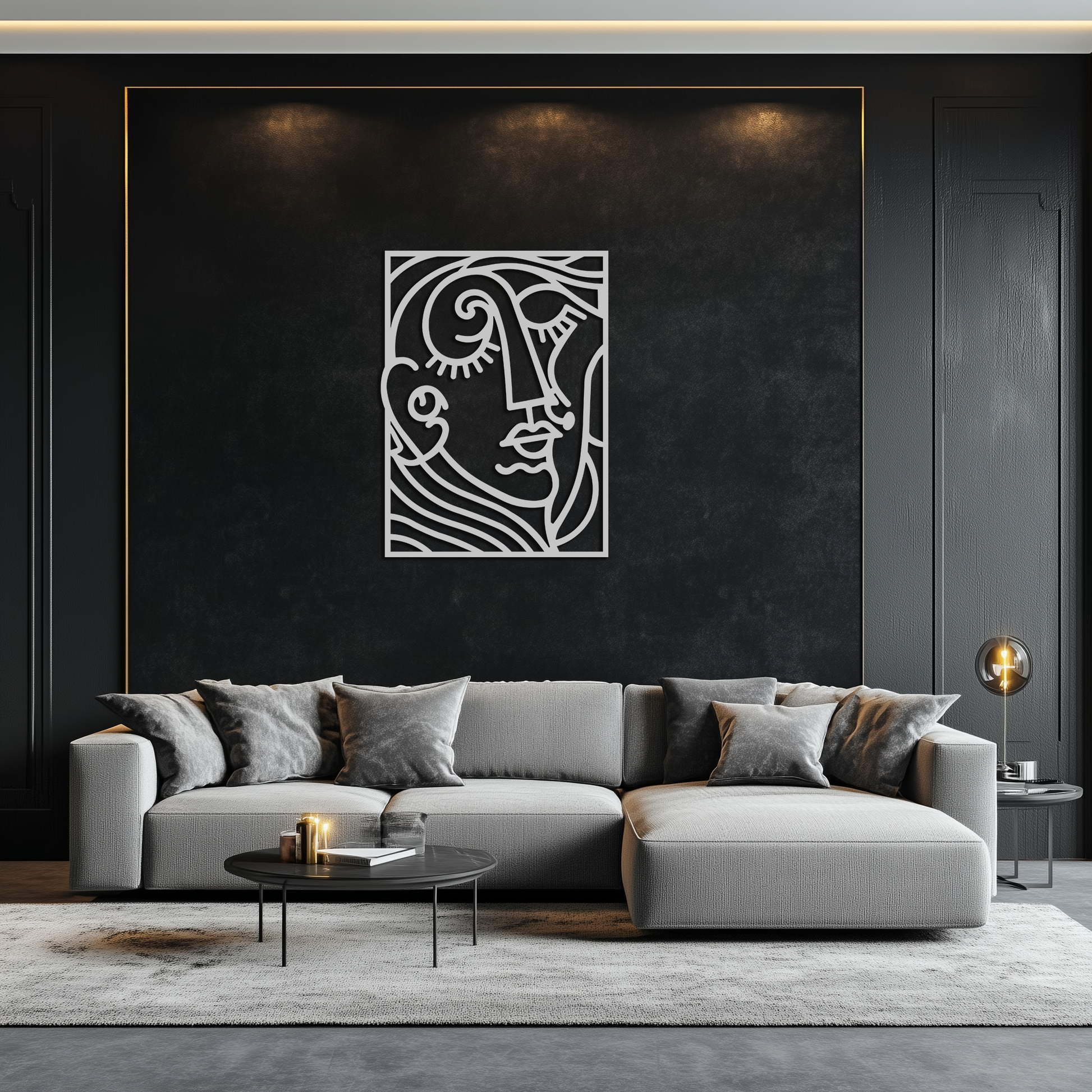 Abstract Face Silhouette Metal Wall Art – Modern Minimalist Line Art for Contemporary Interiors- KAF348 - Tampa Home & Garden Store