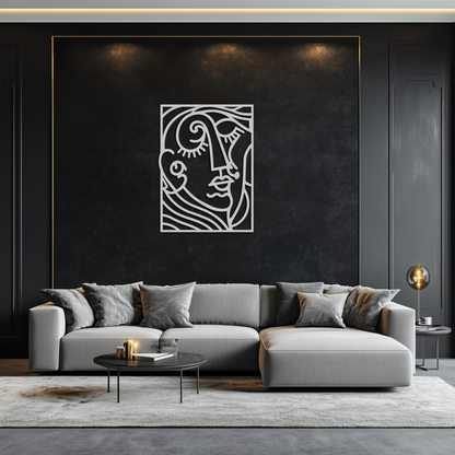 Abstract Face Silhouette Metal Wall Art – Modern Minimalist Line Art for Contemporary Interiors- KAF348 - Tampa Home & Garden Store