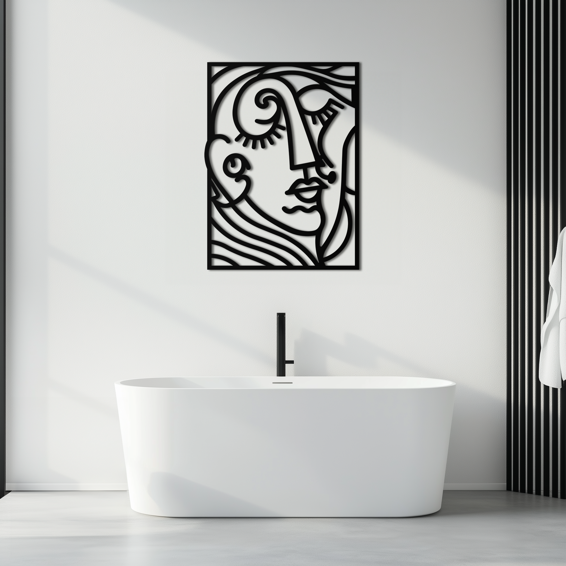 Abstract Face Silhouette Metal Wall Art – Modern Minimalist Line Art for Contemporary Interiors- KAF348 - Tampa Home & Garden Store