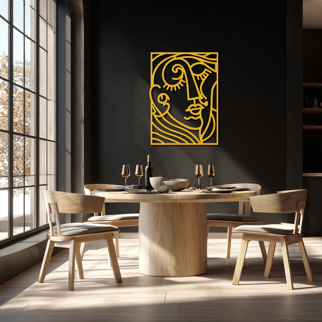 Abstract Face Silhouette Metal Wall Art – Modern Minimalist Line Art for Contemporary Interiors- KAF348 - Tampa Home & Garden Store