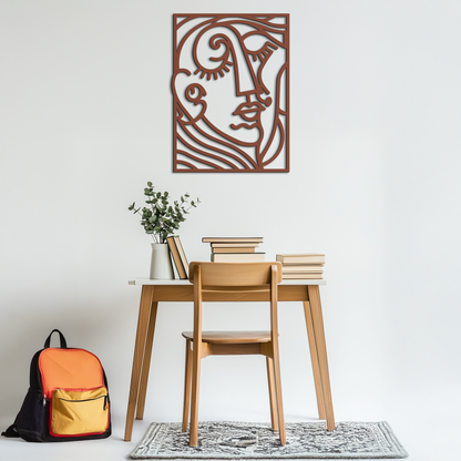 Abstract Face Silhouette Metal Wall Art – Modern Minimalist Line Art for Contemporary Interiors- KAF348 - Tampa Home & Garden Store