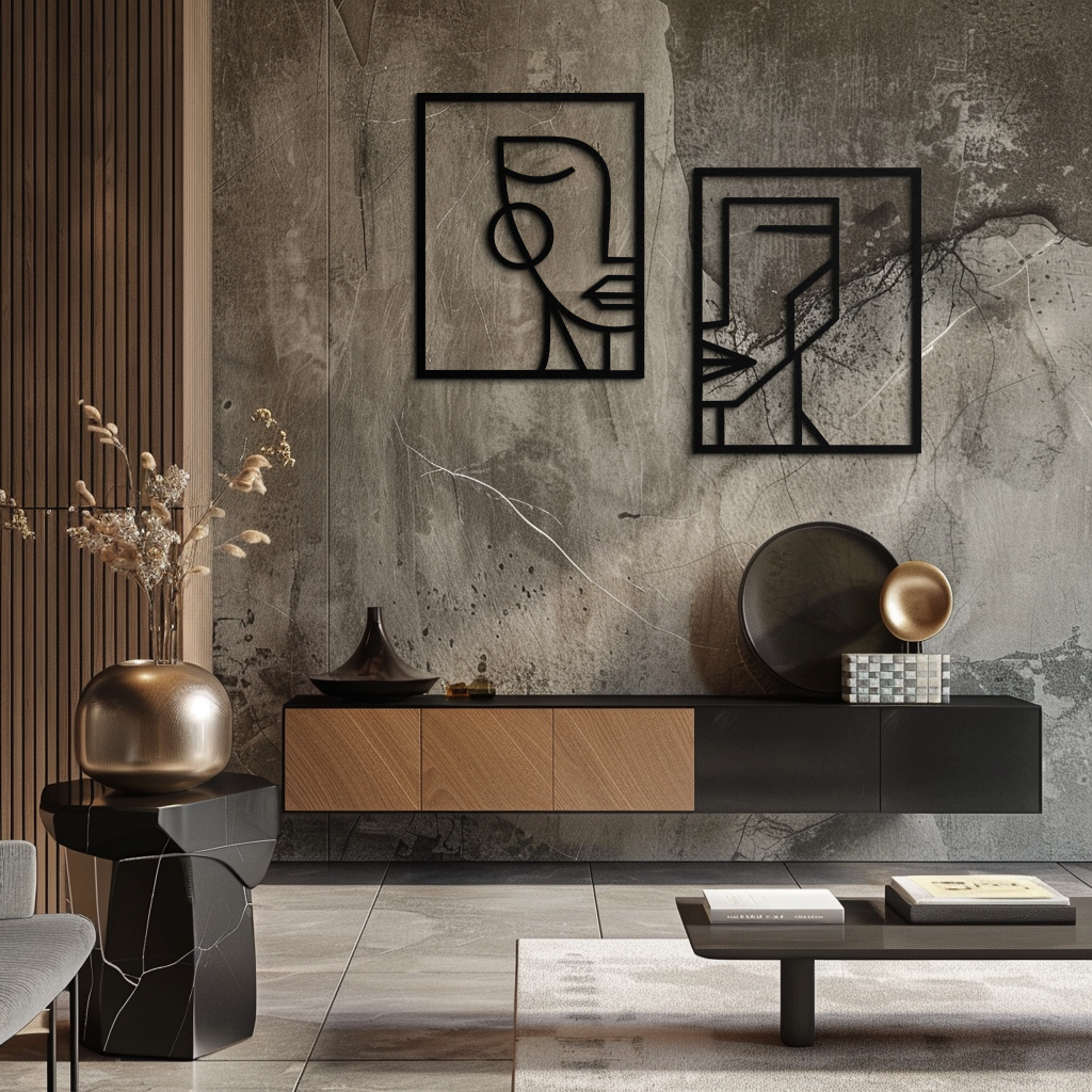 Abstract Faces Metal Wall Art - Modern Geometric Line Art Decor - KAF146 - Tampa Home & Garden Store