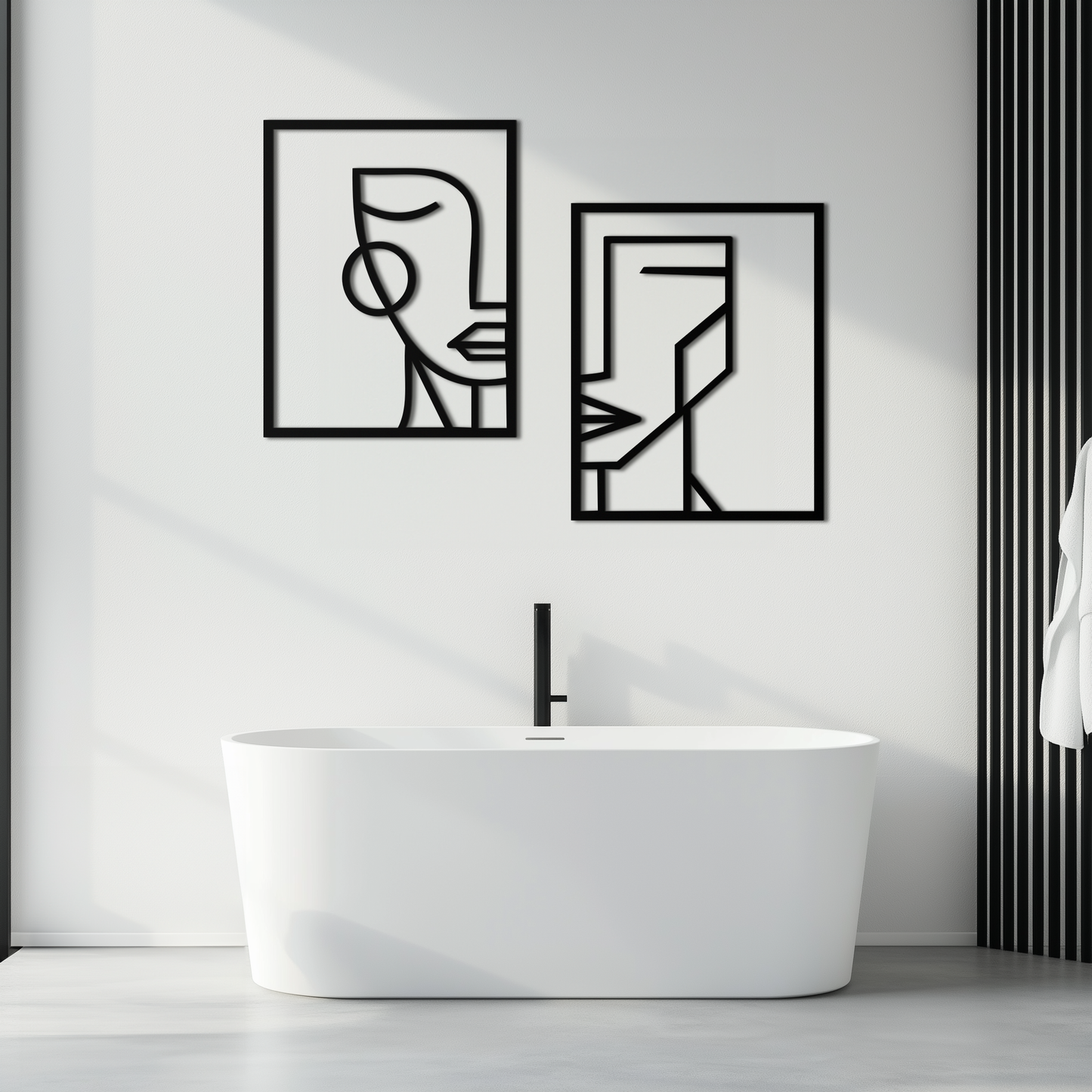 Abstract Faces Metal Wall Art - Modern Geometric Line Art Decor - KAF146 - Tampa Home & Garden Store