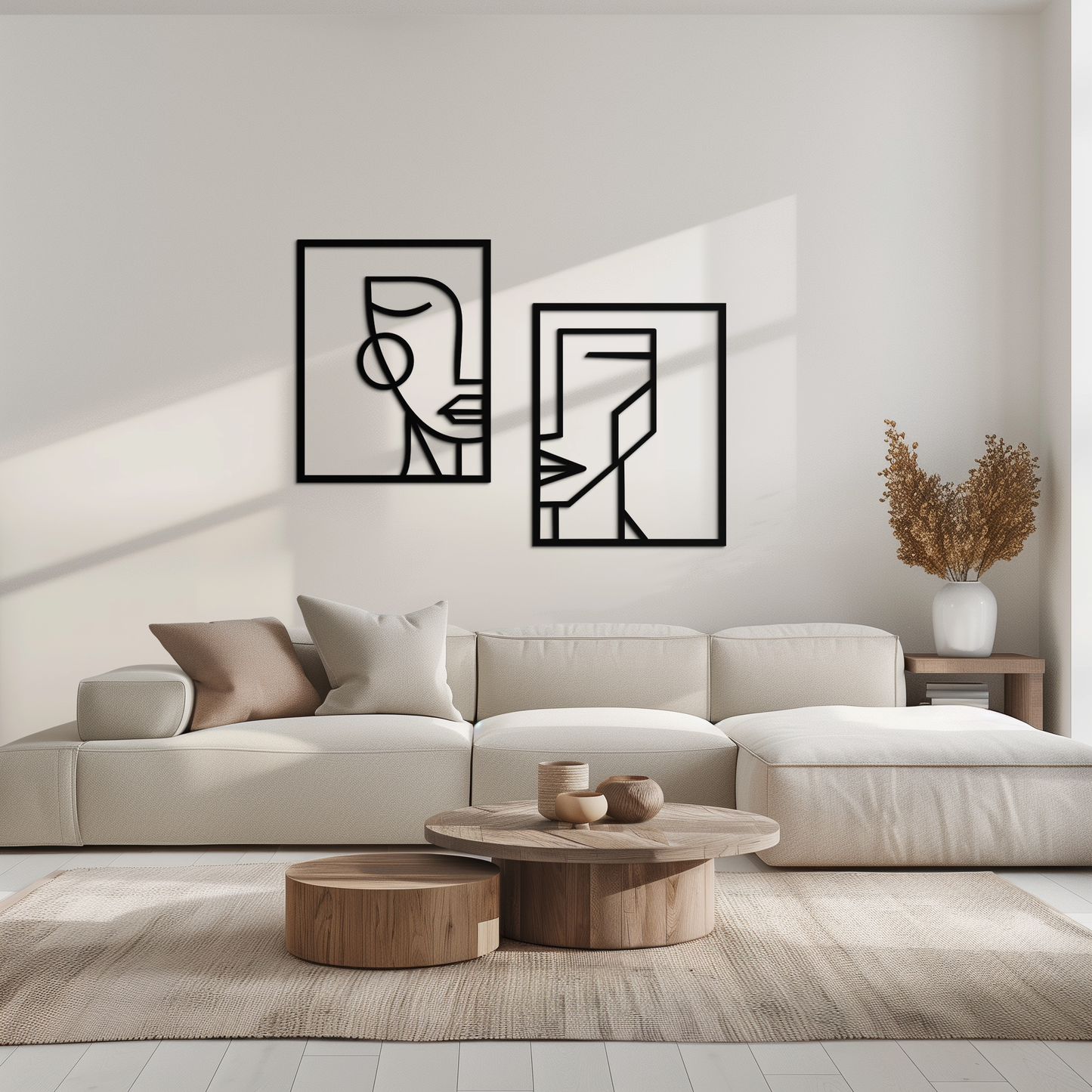 Abstract Faces Metal Wall Art - Modern Geometric Line Art Decor - KAF146 - Tampa Home & Garden Store