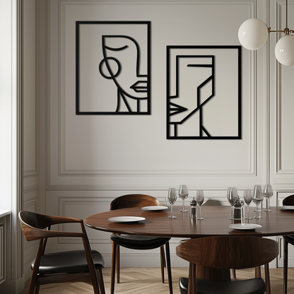 Abstract Faces Metal Wall Art - Modern Geometric Line Art Decor - KAF146 - Tampa Home & Garden Store