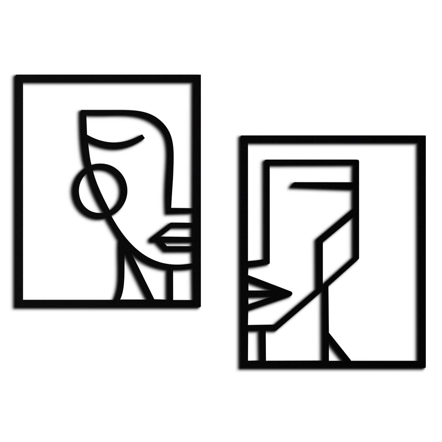 Abstract Faces Metal Wall Art - Modern Geometric Line Art Decor - KAF146 - Tampa Home & Garden Store