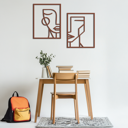 Abstract Faces Metal Wall Art - Modern Geometric Line Art Decor - KAF146 - Tampa Home & Garden Store