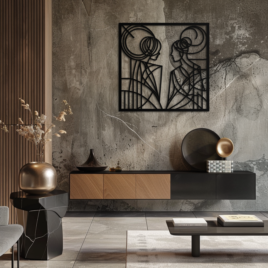 Abstract Female Duo Silhouette Metal Wall Art – Modern Minimalist Women Line Design- KAF324 - Tampa Home & Garden Store