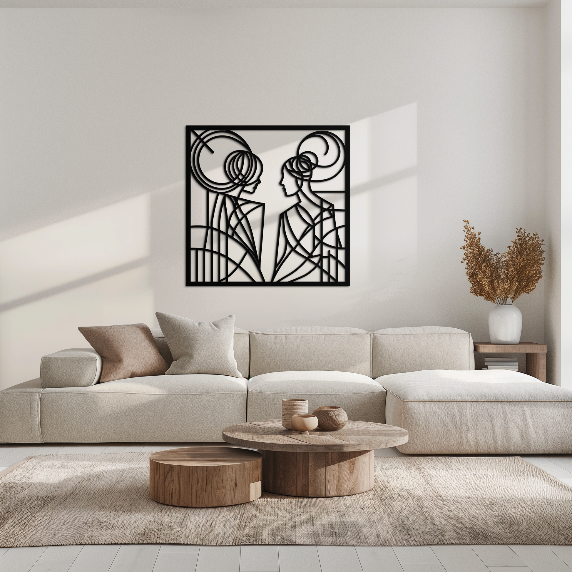 Abstract Female Duo Silhouette Metal Wall Art – Modern Minimalist Women Line Design- KAF324 - Tampa Home & Garden Store