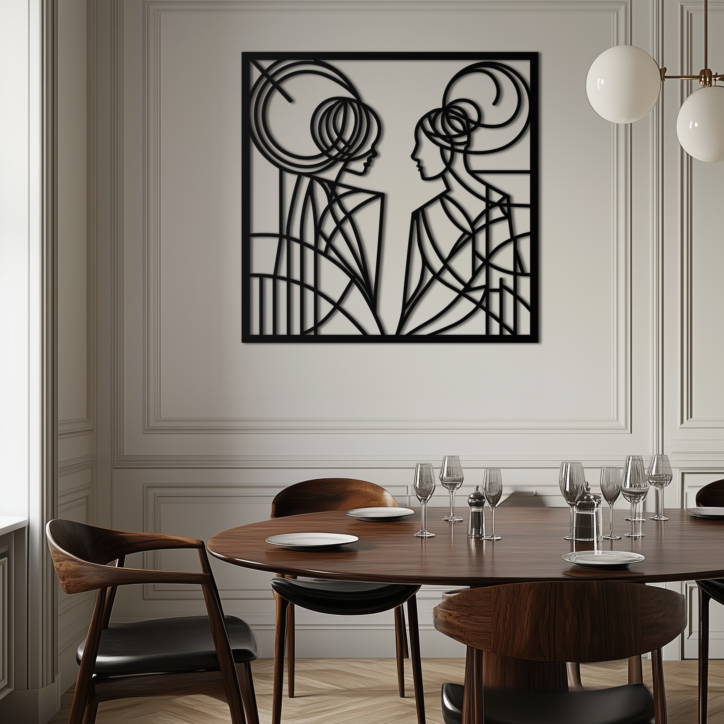 Abstract Female Duo Silhouette Metal Wall Art – Modern Minimalist Women Line Design- KAF324 - Tampa Home & Garden Store