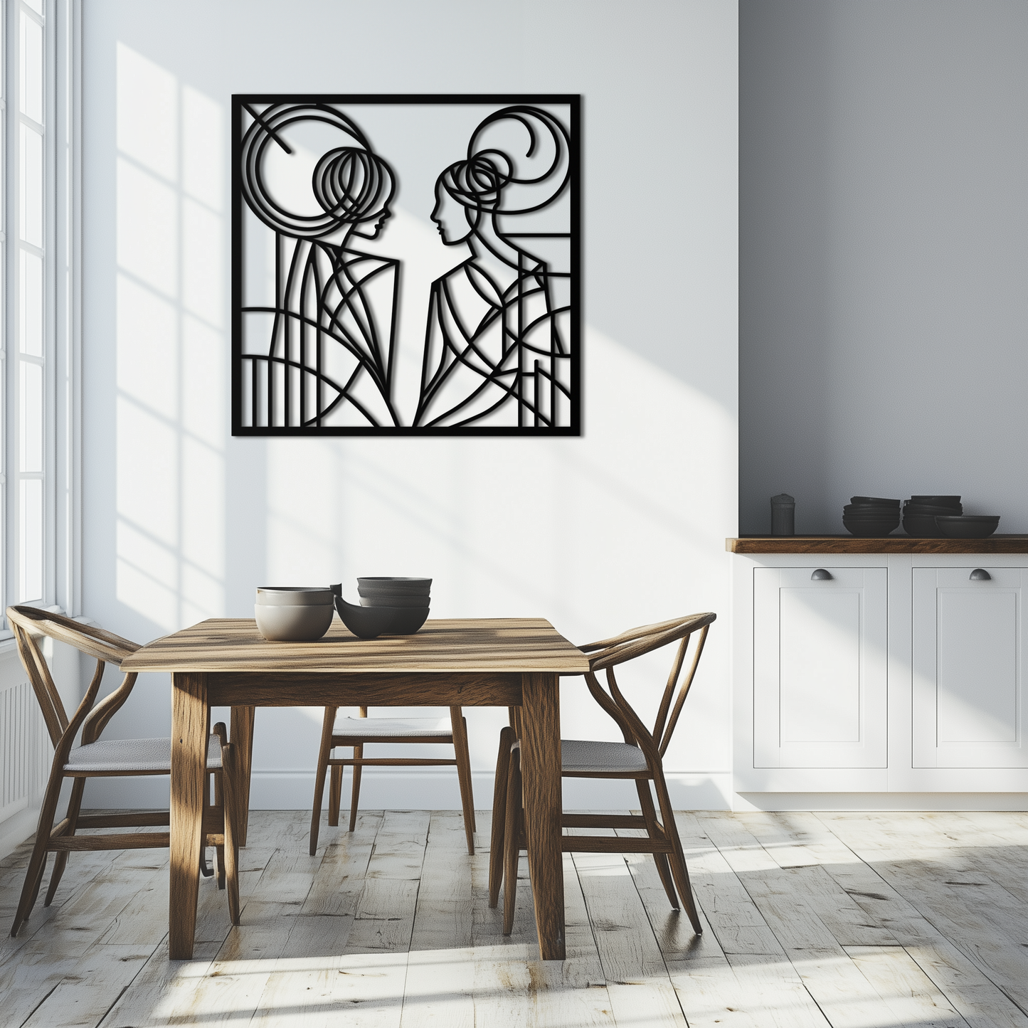 Abstract Female Duo Silhouette Metal Wall Art – Modern Minimalist Women Line Design- KAF324 - Tampa Home & Garden Store
