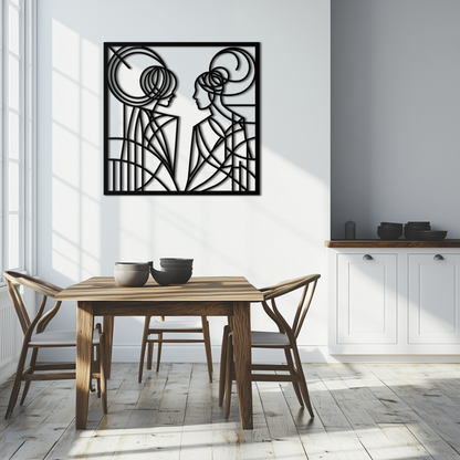 Abstract Female Duo Silhouette Metal Wall Art – Modern Minimalist Women Line Design- KAF324 - Tampa Home & Garden Store