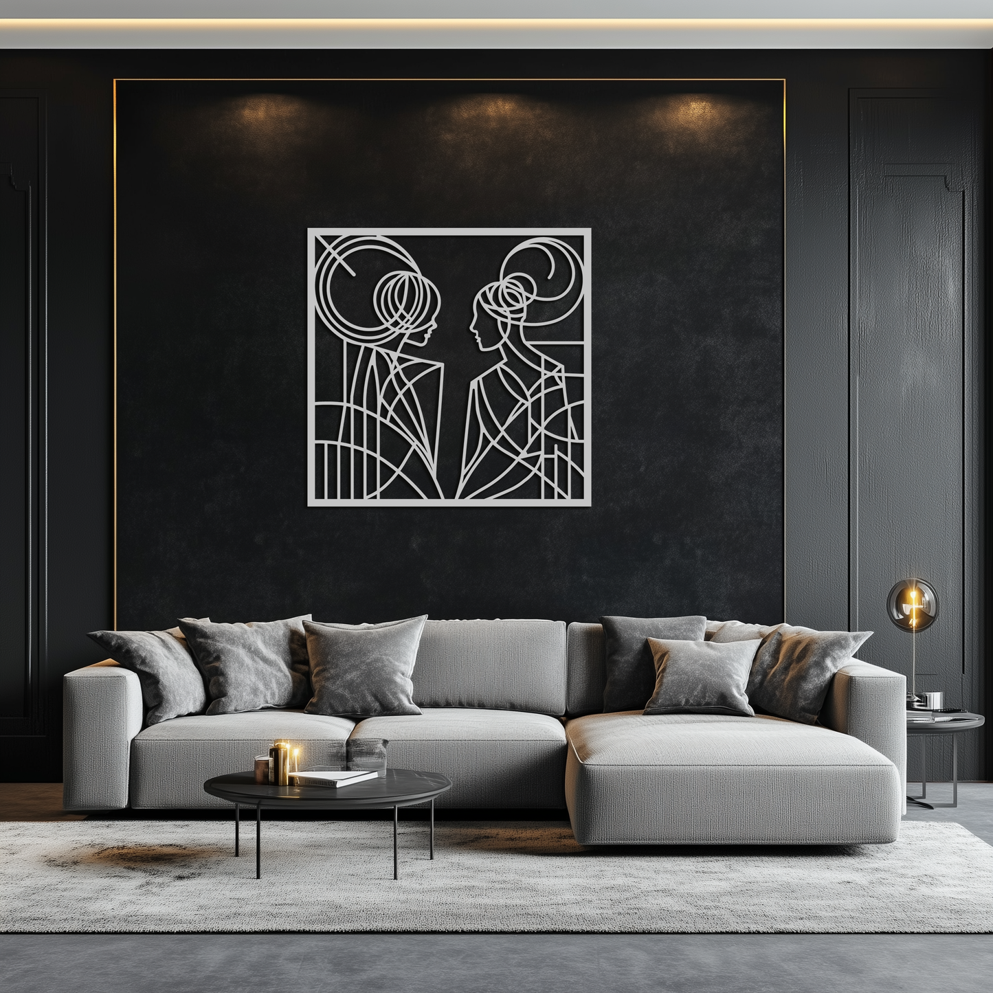 Abstract Female Duo Silhouette Metal Wall Art – Modern Minimalist Women Line Design- KAF324 - Tampa Home & Garden Store