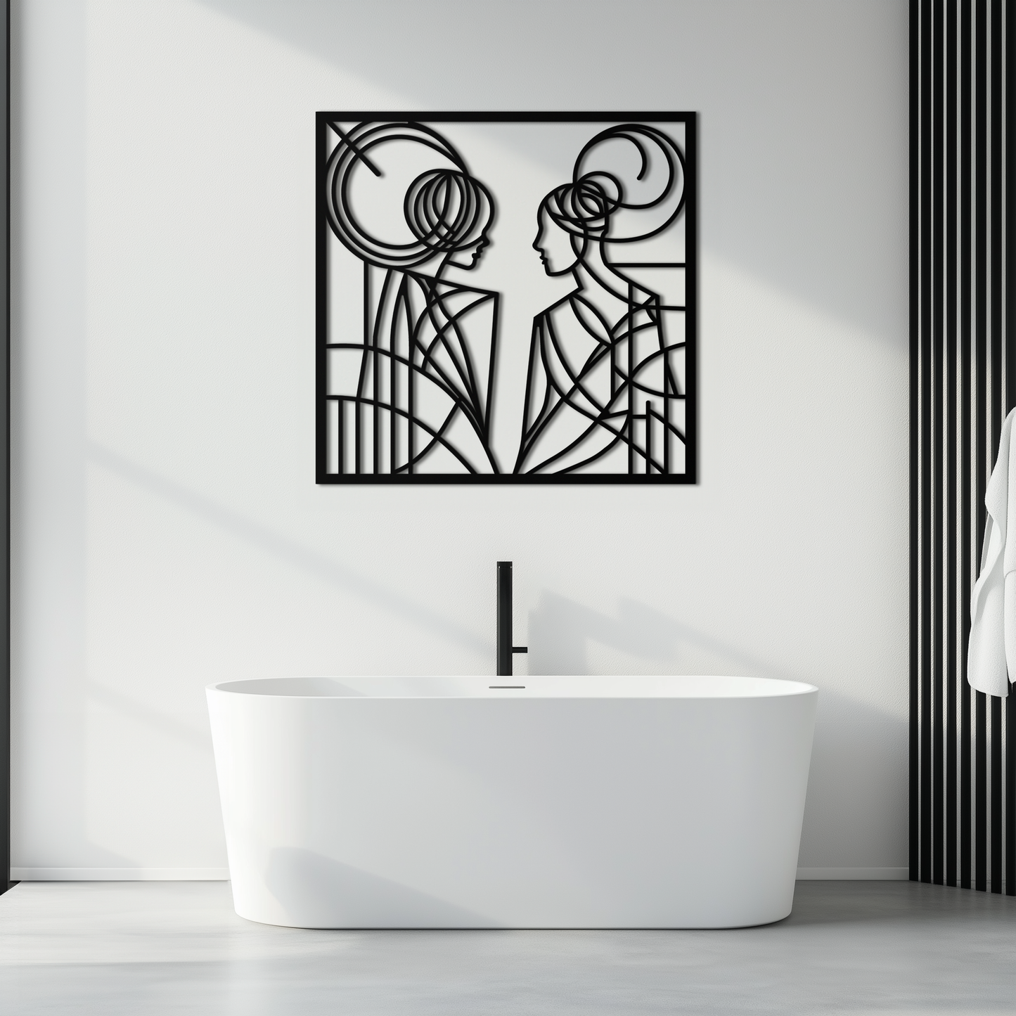 Abstract Female Duo Silhouette Metal Wall Art – Modern Minimalist Women Line Design- KAF324 - Tampa Home & Garden Store