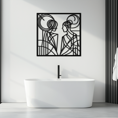 Abstract Female Duo Silhouette Metal Wall Art – Modern Minimalist Women Line Design- KAF324 - Tampa Home & Garden Store