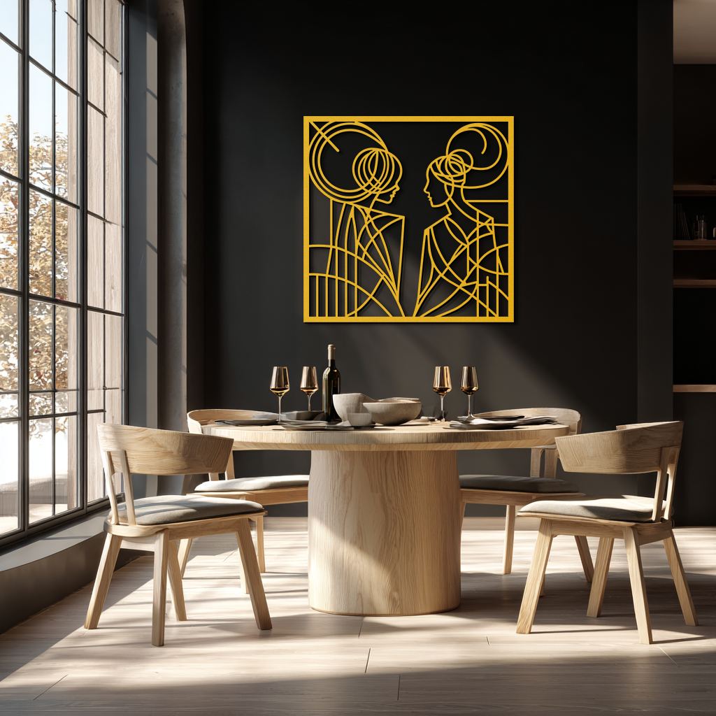 Abstract Female Duo Silhouette Metal Wall Art – Modern Minimalist Women Line Design- KAF324 - Tampa Home & Garden Store