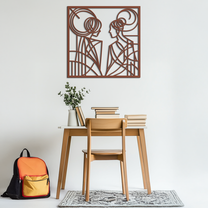Abstract Female Duo Silhouette Metal Wall Art – Modern Minimalist Women Line Design- KAF324 - Tampa Home & Garden Store