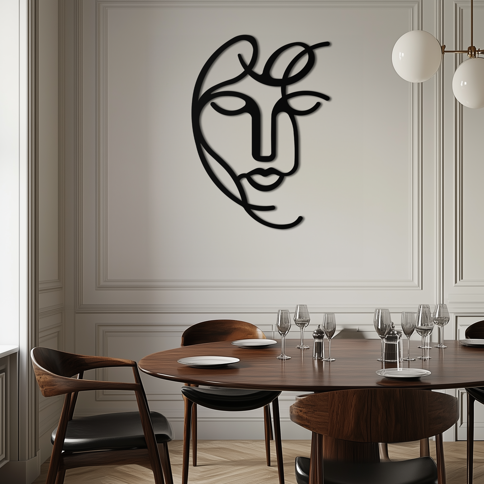 Abstract Female Line Art Metal Wall Decor – Elegant Woman Silhouette with Microphone- KAF376 - Tampa Home & Garden Store