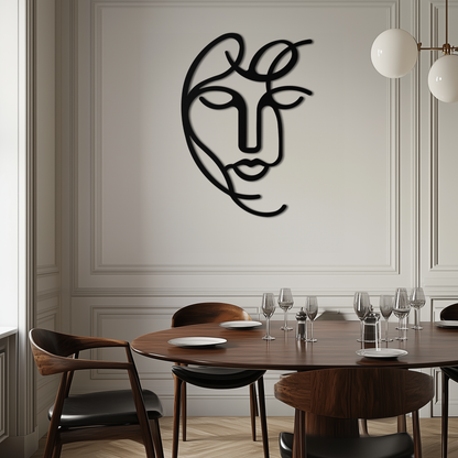Abstract Female Line Art Metal Wall Decor – Elegant Woman Silhouette with Microphone- KAF376 - Tampa Home & Garden Store