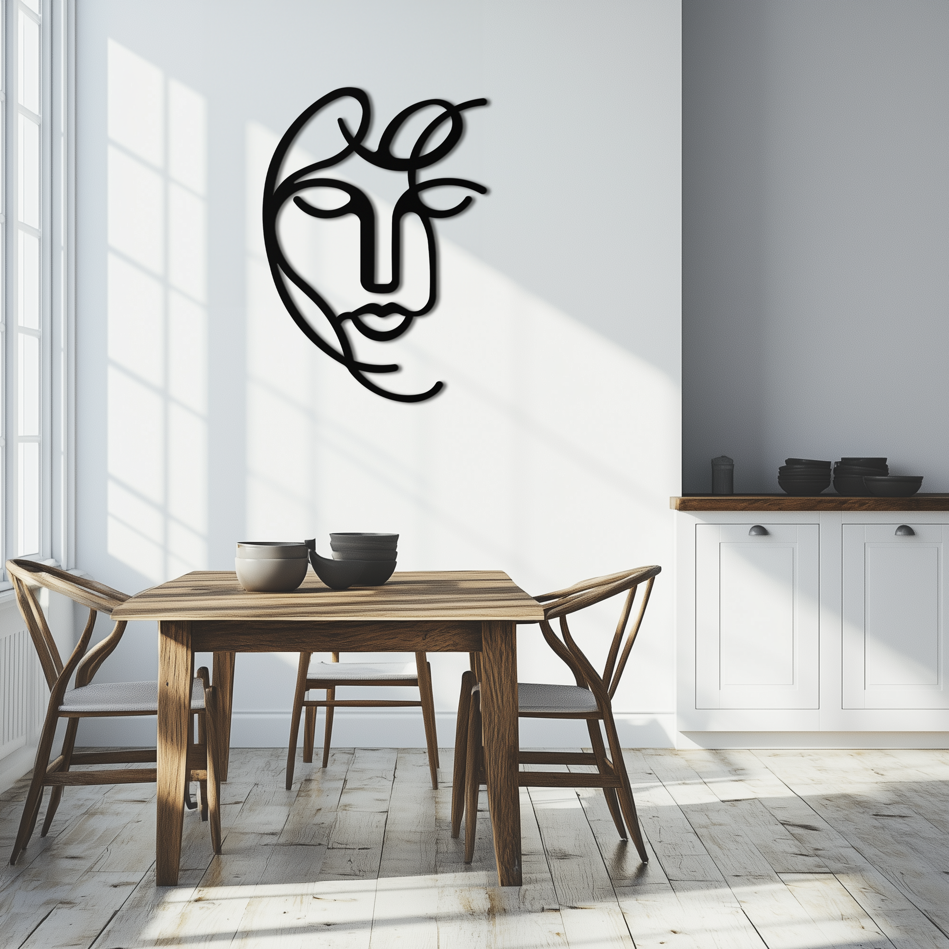 Abstract Female Line Art Metal Wall Decor – Elegant Woman Silhouette with Microphone- KAF376 - Tampa Home & Garden Store