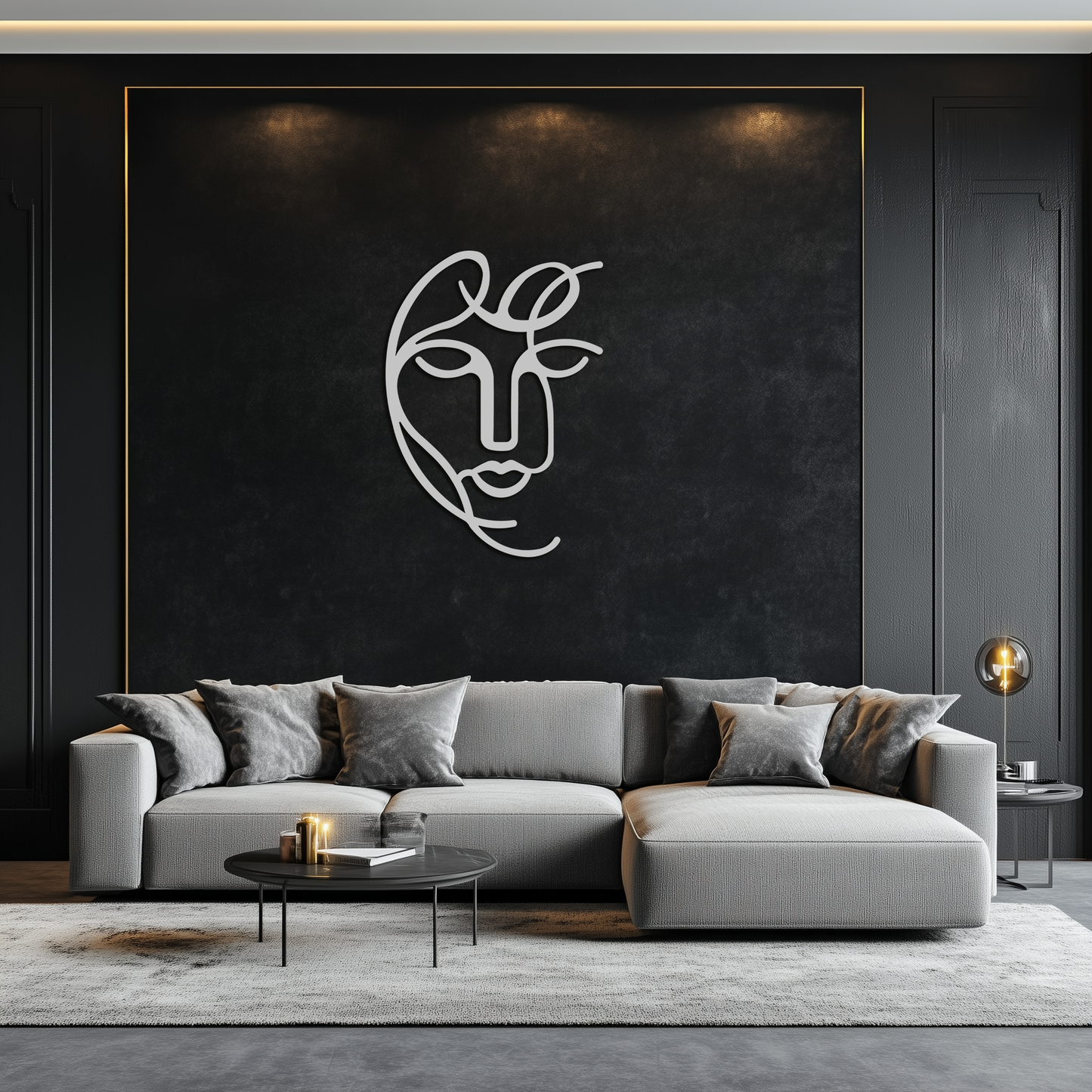 Abstract Female Line Art Metal Wall Decor – Elegant Woman Silhouette with Microphone- KAF376 - Tampa Home & Garden Store