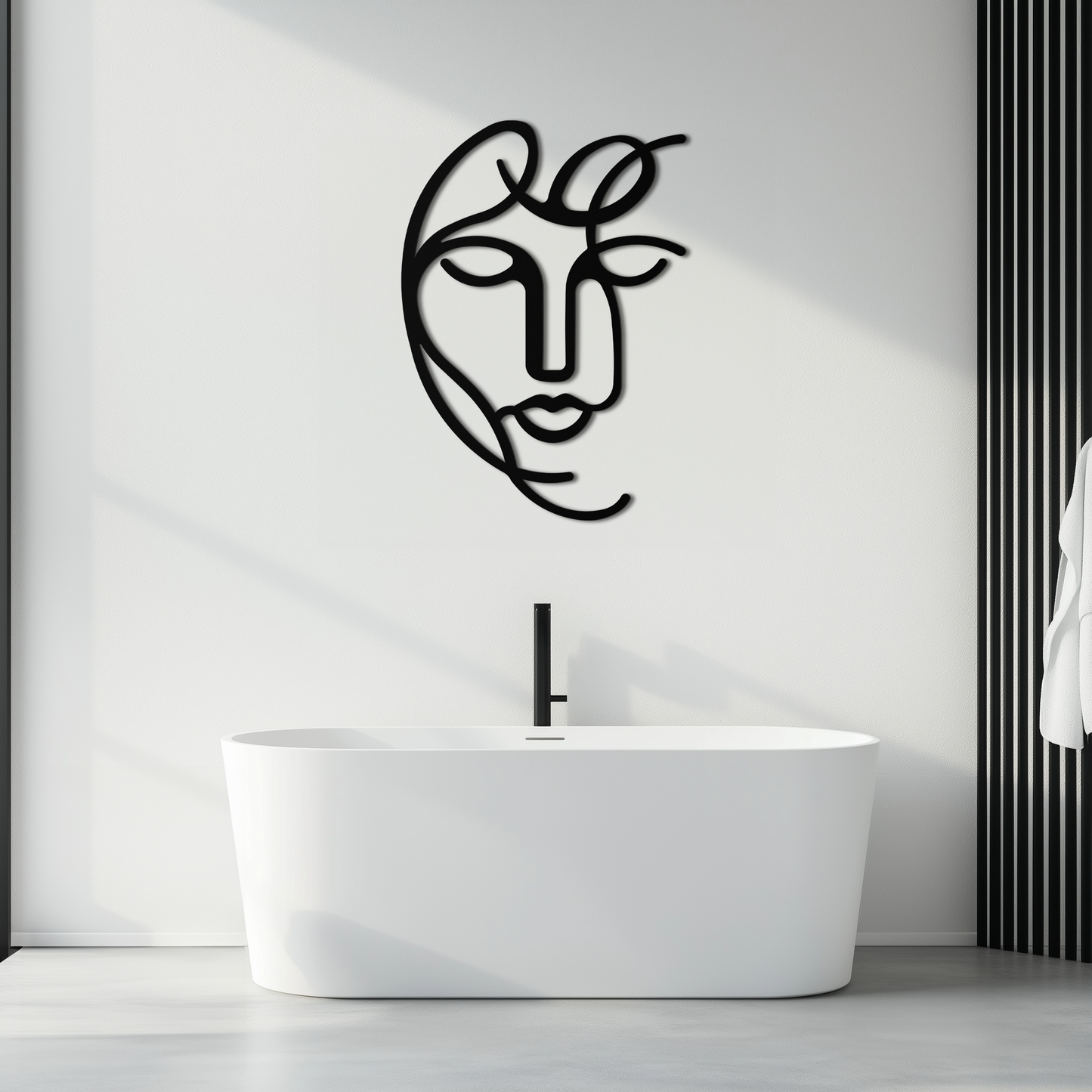 Abstract Female Line Art Metal Wall Decor – Elegant Woman Silhouette with Microphone- KAF376 - Tampa Home & Garden Store