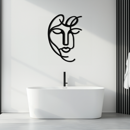 Abstract Female Line Art Metal Wall Decor – Elegant Woman Silhouette with Microphone- KAF376 - Tampa Home & Garden Store