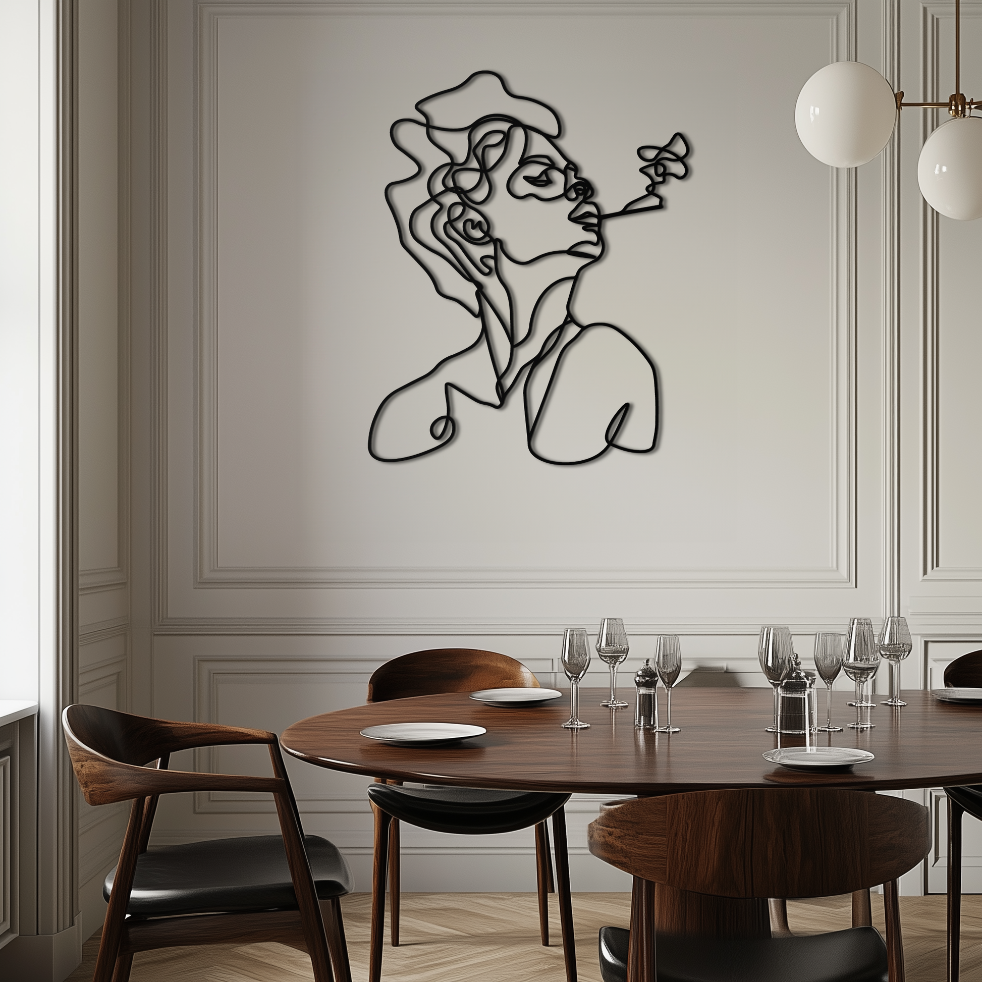 Abstract Female Line Art Metal Wall Decor – Modern Minimalist Face Sculpture - KAF071 - Tampa Home & Garden Store