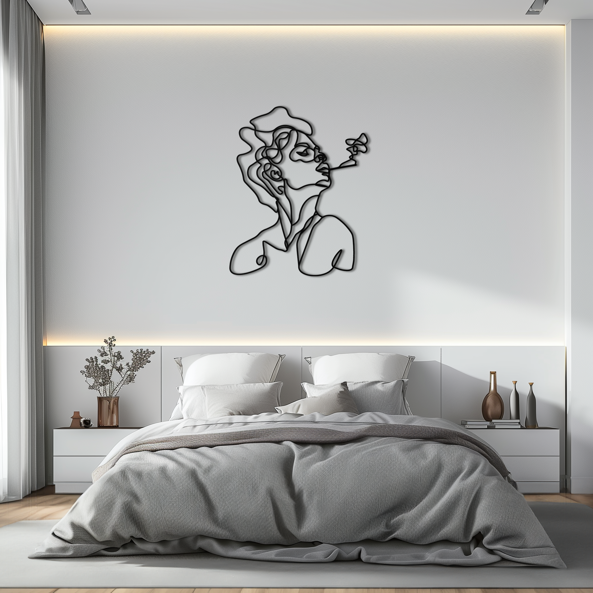 Abstract Female Line Art Metal Wall Decor – Modern Minimalist Face Sculpture - KAF071 - Tampa Home & Garden Store