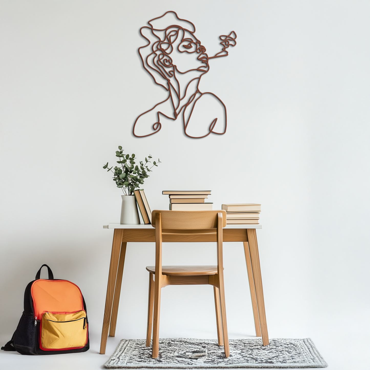 Abstract Female Line Art Metal Wall Decor – Modern Minimalist Face Sculpture - KAF071 - Tampa Home & Garden Store