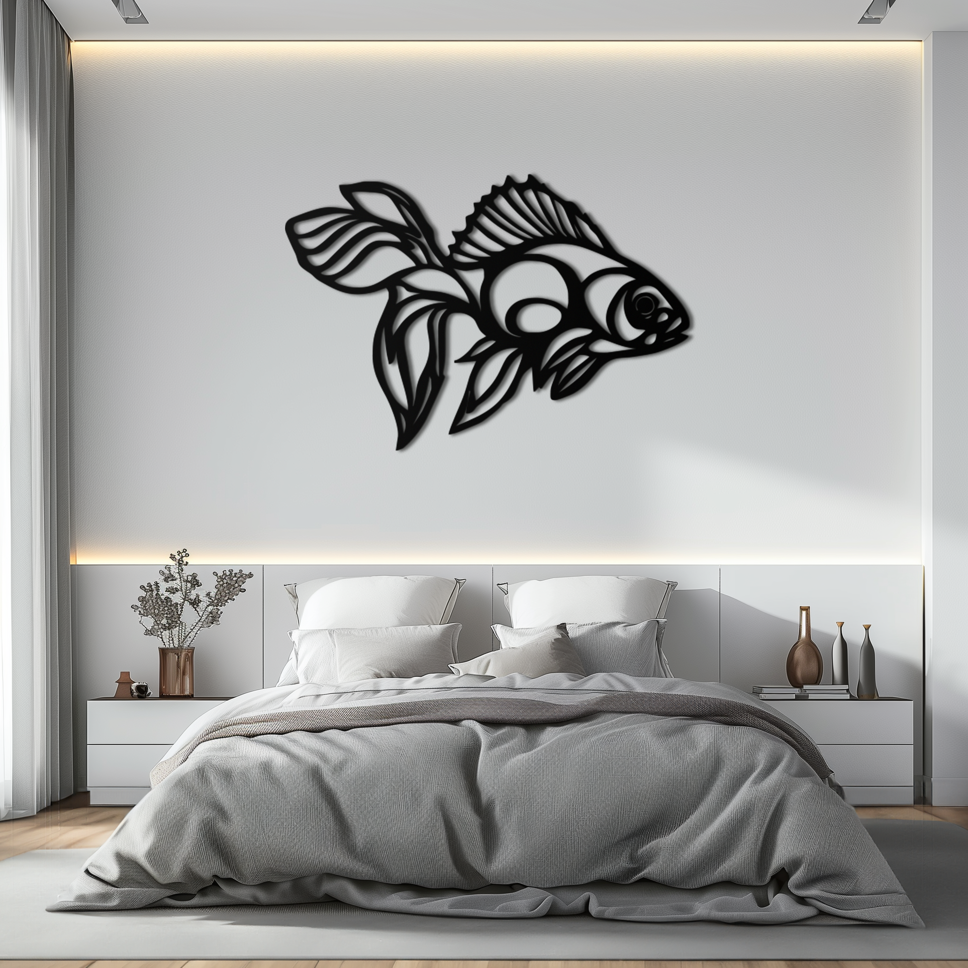 Abstract Fish Metal Wall Art - Modern Steel Wall Decor - KAF101 - Tampa Home & Garden Store