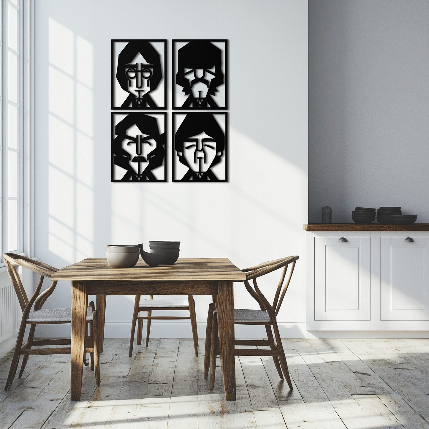Abstract Geometric Faces Metal Wall Art - Modern Black Steel Home Decor Set of Four- KAF516 - Tampa Home & Garden Store