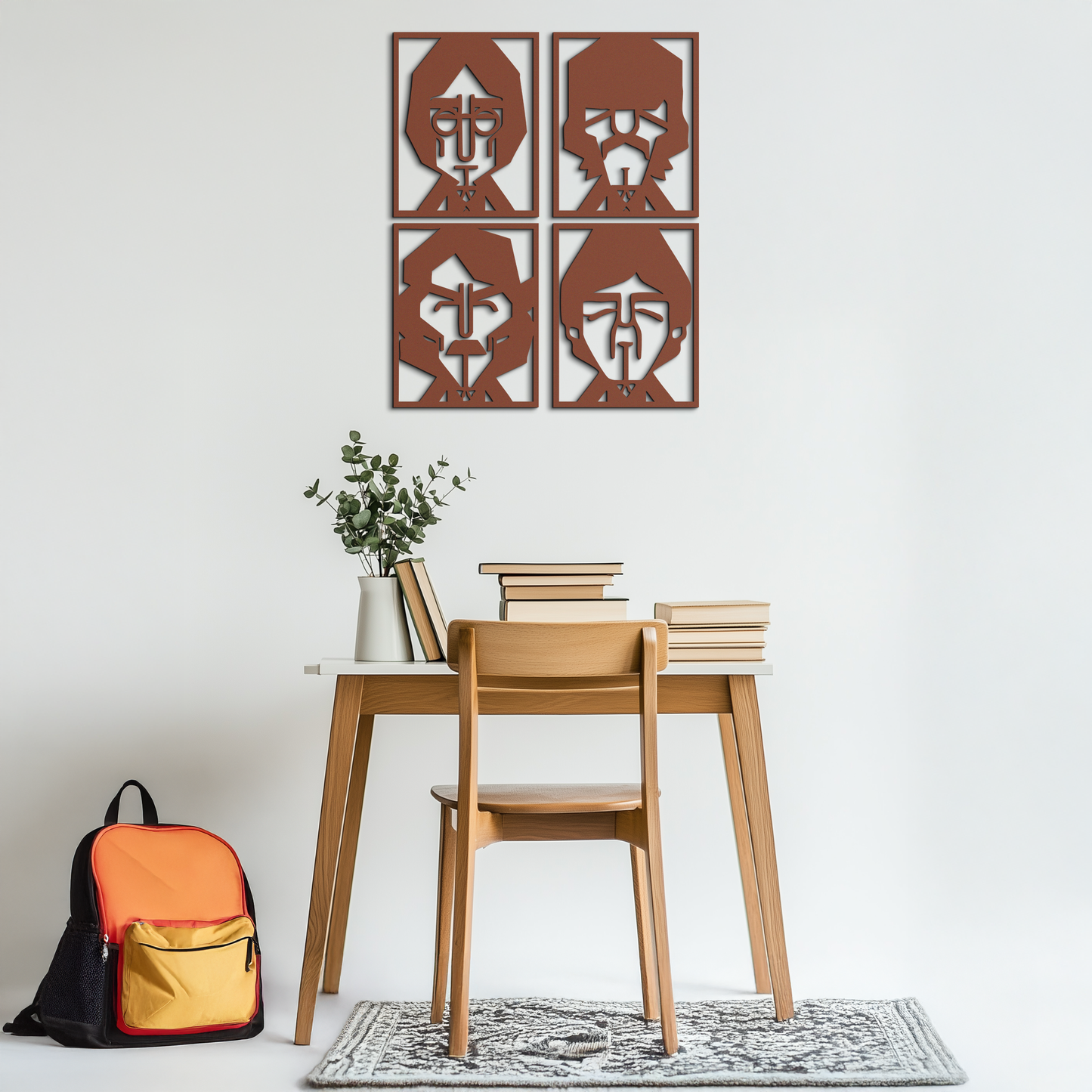 Abstract Geometric Faces Metal Wall Art - Modern Black Steel Home Decor Set of Four- KAF516 - Tampa Home & Garden Store