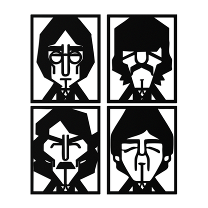 Abstract Geometric Faces Metal Wall Art - Modern Black Steel Home Decor Set of Four- KAF516 - Tampa Home & Garden Store