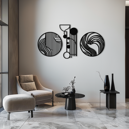 Abstract Geometric Trio Metal Wall Art – Modern Circle and Line Patterned Minimalist Steel Decor Set- KAF351 - Tampa Home & Garden Store