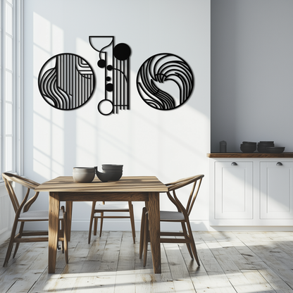 Abstract Geometric Trio Metal Wall Art – Modern Circle and Line Patterned Minimalist Steel Decor Set- KAF351 - Tampa Home & Garden Store