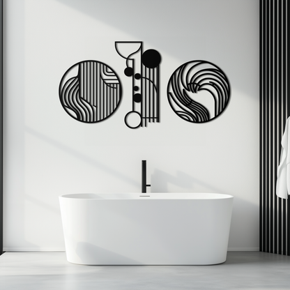 Abstract Geometric Trio Metal Wall Art – Modern Circle and Line Patterned Minimalist Steel Decor Set- KAF351 - Tampa Home & Garden Store
